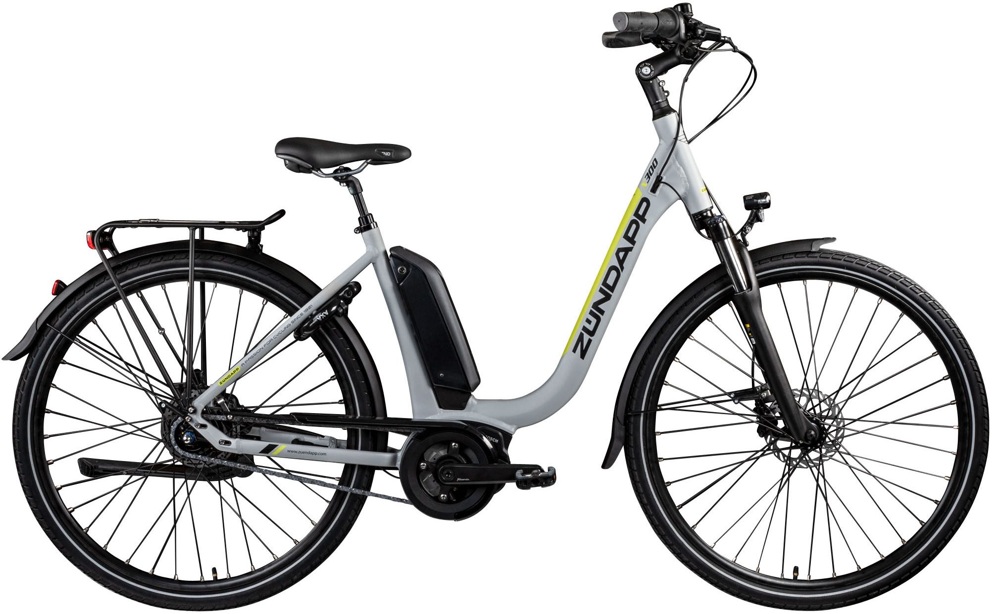 E-Bike ZÜNDAPP "X300" Gr. 51, silber (silber, gelb, schwarz), Elektrofahrräder, 51cm, 27,5 Zoll (69,85cm), Pedelec, Elektrofahrrad für Damen u. Herren Image