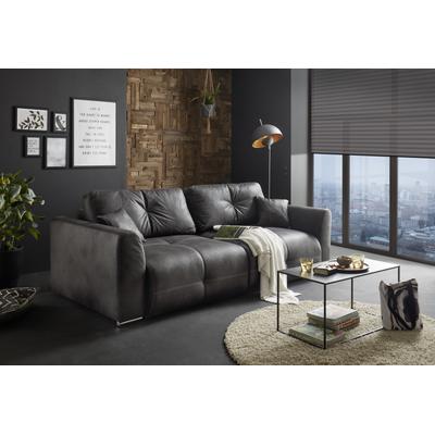 Schlafsofa ED EXCITING DESIGN "Dolan", grau (anthrazit), B:245cm H:85cm T:115cm, 100% Polyester, Sofas, mit Bettkasten & 2 Zierkissen Image