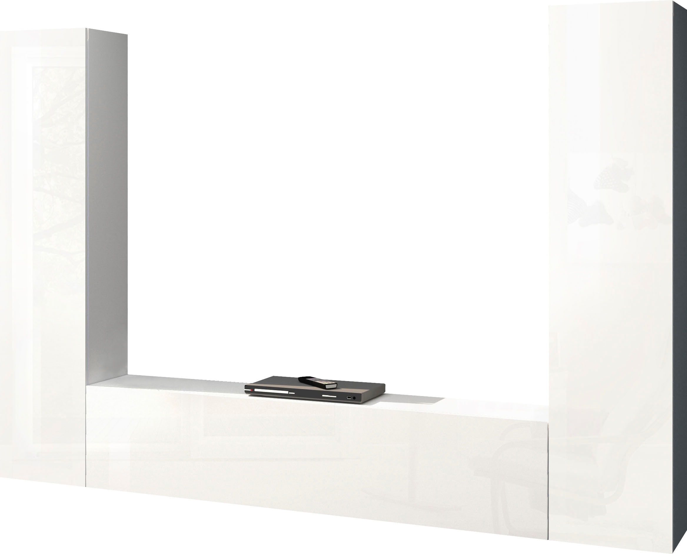 Wohnwand INOSIGN "Maruska", weiß (weiß hochglanz, weiß hochglanz), B:260cm H:180cm T:30cm, Spanplatte, Kastenmöbel-Sets