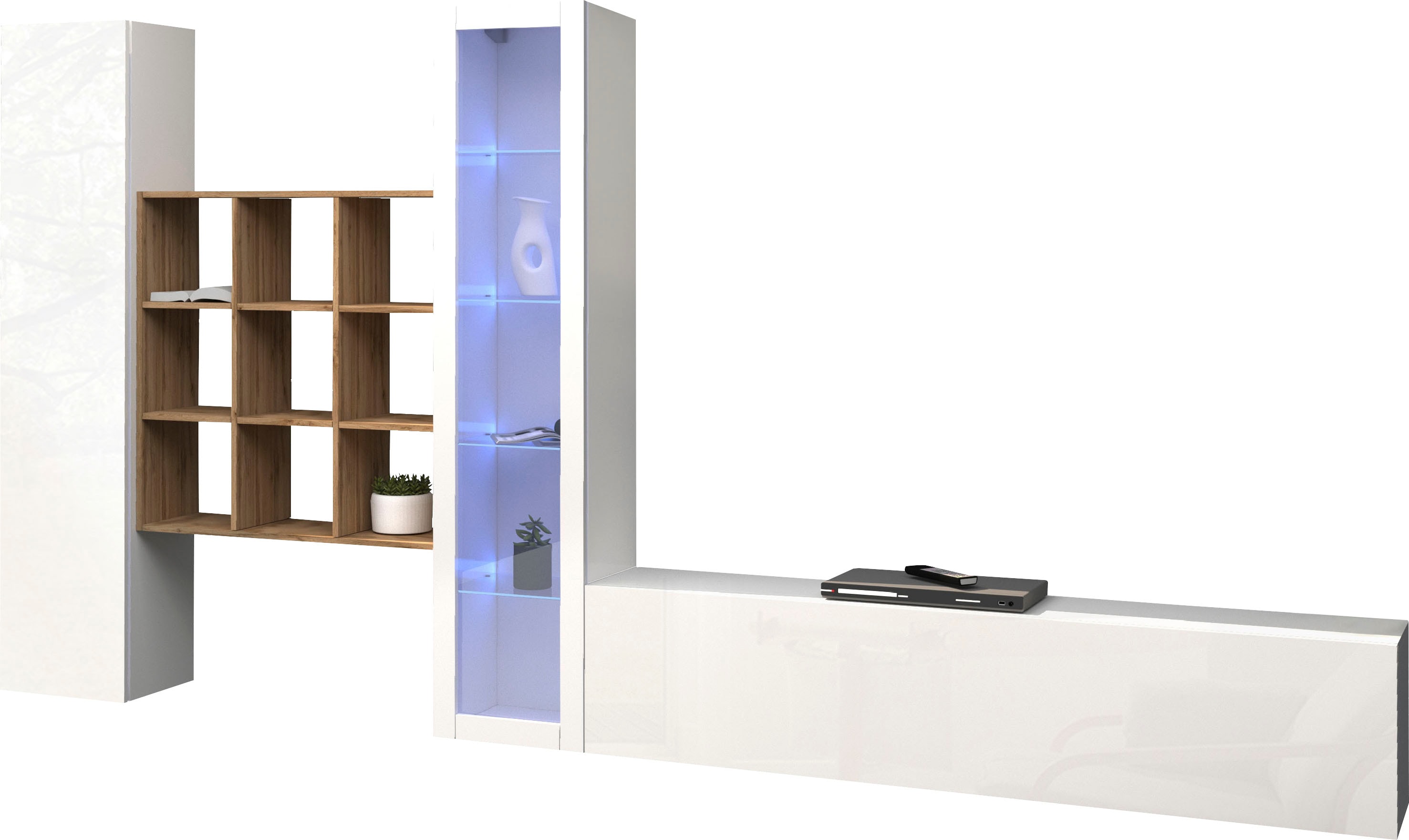 Wohnwand INOSIGN "Maruska", grau (anthrazit, anthrazit), B:350cm H:180cm T:30cm, Spanplatte, Kastenmöbel-Sets