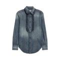 Ruffle Cotton Denim Western Shirt