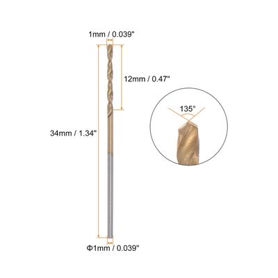 3pcs Titanium Coated M42 High Speed Steel Cobalt Twist Drill Bits