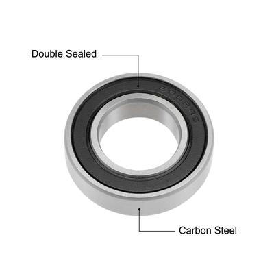 6902-2RS Deep Groove Ball Bearings Z2 15x28x7mm Double Sealed Carbon Steel 5pcs - 15mmx28mmx7mm