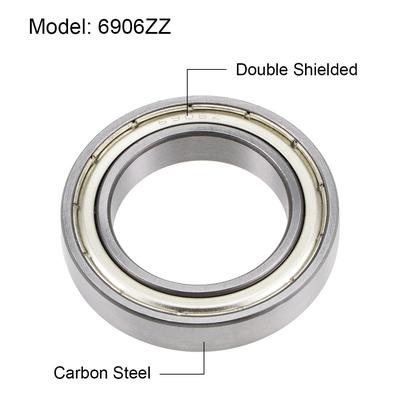 6906ZZ Deep Groove Ball Bearings Z2 30x47x9mm Double Shielded Carbon Steel 2pcs - Silver Tone