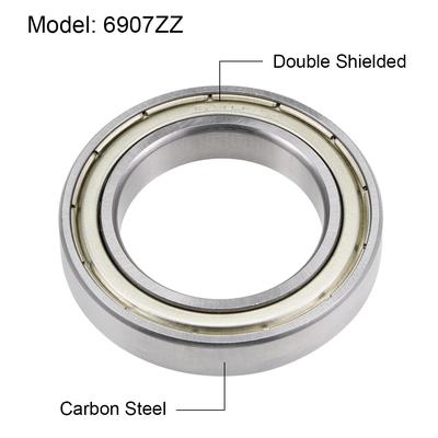 6907ZZ Deep Groove Ball Bearings Z2 35x55x10mm Double Shielded Carbon Steel - Silver Tone