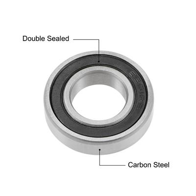 6901-2RS Deep Groove Ball Bearings Z2 12x24x6mm Double Sealed Carbon Steel 4pcs - 12mmx24mmx6mm