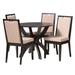 Rika Modern Sand Fabric and Dark Brown Finished Wood 5-Piece Dining Set