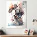 Red Barrel Studio® Hockey Goalie on Ice During Game II - Graphic Art on Canvas in Black/Blue/White | 20 H x 12 W x 1 D in | Wayfair