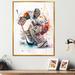 Red Barrel Studio® Hockey Goalie on Ice During Game I - Graphic Art on Canvas Metal in Black/Orange/White | 32 H x 16 W x 1 D in | Wayfair