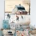 Red Barrel Studio® Playing Hockey in Winter I - Painting on Canvas in Blue/Brown/Red | 16 H x 16 W x 1 D in | Wayfair