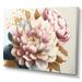 Red Barrel Studio® Pink & Gold Dahlia Flower - Floral & Botanical Canvas Wall Art Canvas in Pink/White/Yellow | 16 H in | Wayfair