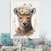 Indigo Safari Cute Baby Bear w/ Floral Crown III - Animals Canvas Wall Art Canvas in Brown/Green/White | 20 H x 12 W x 1 D in | Wayfair