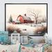 August Grove® Calm Red Barn In Winter V - Farmhouse/Country Canvas Wall Art Canvas in Brown/Red/White | 12 H x 20 W x 1 D in | Wayfair