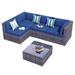 Red Barrel Studio® Gerolama 5 Piece Sectional Seating Group w/ Cushions Synthetic Wicker/All - Weather Wicker/Wicker/Rattan in Blue | Outdoor Furniture | Wayfair