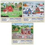 Bits and Pieces - Value Set of Three (3) 500 Piece Jigsaw Puzzles for Adults - Each Puzzle Measures 18 x 24 - 500 Piece Country Village Jigsaws by Artist Wilfrido Limvalencia