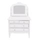 Dollhouse Bedroom Furniture (1/12 Scale) Wooden Vanity Table Set Makeup Dressing Table Desk with Drawers White Finish
