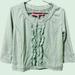 Anthropologie Sweaters | Knitted Dove Soft Mint French Terry Ruffle Front Jacket Size Small | Color: Green | Size: S