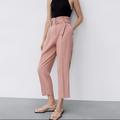 Zara Pants & Jumpsuits | Nwt Zara Spring Pink Relaxed Trousers Pants With Belt Buckle Size Medium | Color: Pink/Silver | Size: M