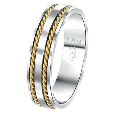 Lucardi Ringe 'Rhodos' Stahl - silbern-goldfarbig 58mm Herren Image