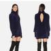 Free People Dresses | Free People Dress Moon Chenille Long Sleeve Cut Out Back Long Sleeve Size Xs | Color: Blue/Purple | Size: Xs