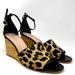 Kate Spade Shoes | Kate Spade Lonnie Calf Hair Cork Wedges Leather Leopard Print Women's | Color: Black/Cream | Size: 10