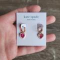 Kate Spade Jewelry | *Flawed* Kate Spade New York Spell It Out Heart Huggie Hoop Earrings | Color: Pink | Size: Os
