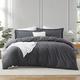 Hearth & Harbor Dark Grey Duvet Cover Queen Size - 3 Piece Queen Duvet Cover Set, Soft Double Brushed Queen Size Duvet Covers with Button Closure, 1 Duvet Cover 90x90 inches and 2 Pillow Shams