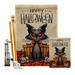 Angeleno Heritage Kitty O Ween Falltime Halloween 28 x 40 in. Double-Sided Decorative Vertical House Flags Kit for Decoration Banner Garden Yard Gift
