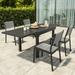 Pellebant 5 Pcs Patio Dining Set Aluminum Expandable Table and Chairs Set for 4-8 People Black