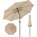 Costway 10 FT 112 LED Solar-Lighted Patio Table Market Umbrella Crank Tilt Outdoor Beige