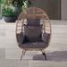 Swing Egg Chair with Stand Indoor Outdoor Wicker Rattan Hanging Chair with UV Resistant Cushions All Weather Design Foldable Hammock Chair for Bedroom Garden Balcony 240lbs Weight Capaticy Dark Gray