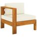 Walmeck Middle Sofa with 1 Armrest White Solid Acacia Wood