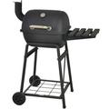 SHCKE 26 Charcoal BBQ Grill Smoker with Side Shelf Charcoal Grill Outdoor Smoker Barrel Charcoal Grill with Side Table for Camping Patio Garden Backyard Side Shelf