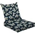 2-Piece Deep Seating Cushion Set solid gray small flowers blue all textiles design image Outdoor Chair Solid Rectangle Patio Cushion Set