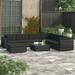 Walmeck 8 Piece Patio Set with Cushions Poly Rattan Black