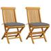 Walmeck Patio Chairs with Gray Cushions 2 pcs Solid Teak Wood