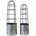 Esschert Design Old Zinc Flower Pots with Vertical Supports