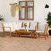 Walmeck 5 Piece Patio Set with Cushion Solid Acacia Wood