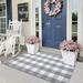 Fashionable and durable Buffalo Check Rug Cotton Grey and White Washable Retro Lattice Checkered Gray Outdoor Rug Carpet