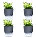 4 Pack Self Watering Flower Pots 6 inch Plants Wicking Pots African Violet Pots with Wick Cotton Rope Plastic Planter Pot with Large Water Storage for Indoor Plants Flowers Herbs Gray