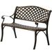 Outdoor Weather Resistant Seating Bench Bronze Front Porch Park Bench Lawn Decor Cast Aluminum Park Bench for Yard Patio Garden and Deck