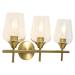 MIDUO 3-Head Vintage Vanity Wall Light Removable Shade Gold Wall Lamp for Bathroom Bedroom