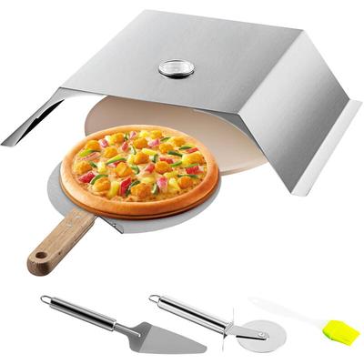 Pizzaaufsatz Gasgrill, 3 Stk. Pizzahaube 48x35x17 cm Holzkohlegrill Pizzaofen, 50-300 ℃ Edelstahl