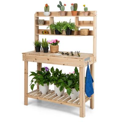 Costway Large Garden Potting Bench Table with Disp...