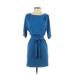 Jessica Simpson Casual Dress - Mini Crew Neck 3/4 sleeves: Blue Print Dresses - Women's Size X-Small