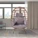 Indoor Outdoor PE Wicker Patio Freestanding Egg Chair with Cushion