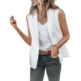 iOPQO Blazers For Women Suits Womens Vest Coat Casual Blazers Open Front Sleeveless Work Office Jackets Blazers Cardigan For Women Coats For Women Jackets For Women White M