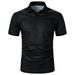 iOPQO mens dress shirts Men s Spring And Summer Casual Polka Dot Print Button Short-sleeved Shirt dress shirts for men Black + M