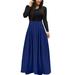 iOPQO Long Sleeve Dress for Women Dresses for Women 2023 Women Fashion Long Sleeve Skeleton Printed Cocktail Party Elegant Casual Fashion Evening Party Long Dress Maxi Dress for Women Blue dress L