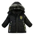 Aayomet Boys Winter Coat Boys Girls Color Block Rain Jacket Lightweight Waterproof Hooded Raincoat Windbreaker Black 2 Yeas